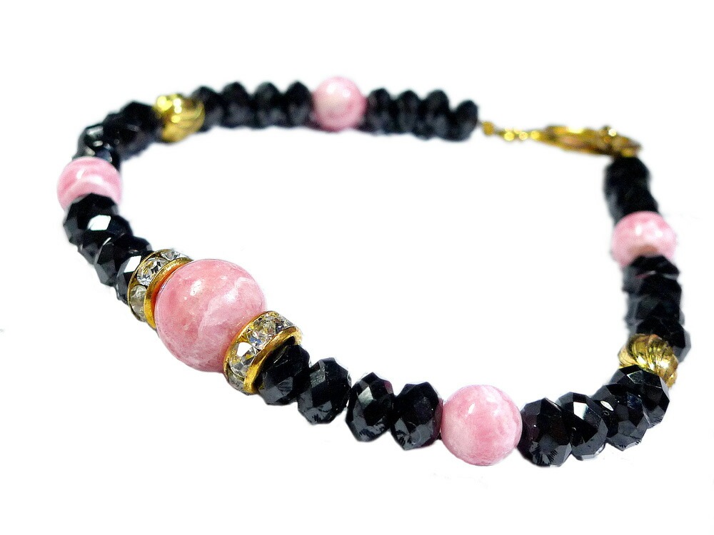 ブラックスピネル ブレスレット インカローズ パワーストーン ブレスレット レディース 天然石 数珠 アクセサリー レディースブレスレット パワーストーンブレスレット 天然石ブレスレット 女性用 カッ