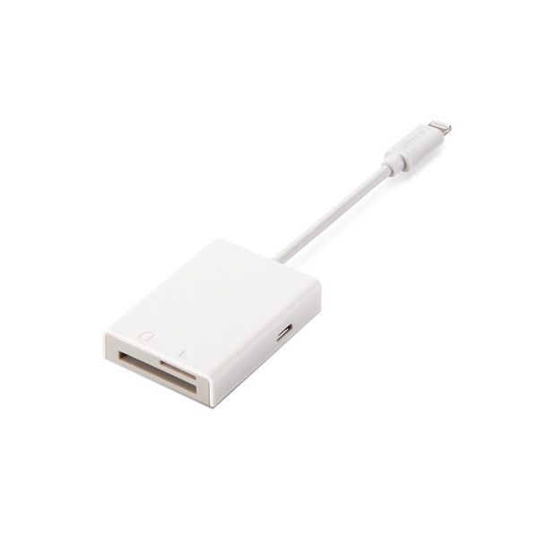 MR-LC201WH [Lightningカードリーダー メモリーカードリーダー Lightningコネクタ SD+マイクロSD Type-C変換アダプタ付 iPhone ケーブル7cm ホワイト]