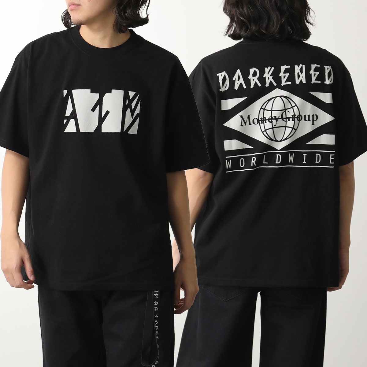44 LABEL GROUP フォーティーフォーレーベルグループ Tシャツ B0030556 FA582 メンズ 半袖 カットソー ロゴT クルーネック P590/BLACK+ATM-WHT