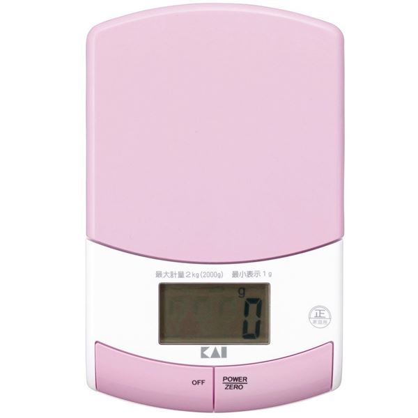(3個セット) クッキングスケール 計量器 約縦16×横10×厚さ2.2cm 薄型 2kg計量 ピンク デジタル コンパクト 貝印 キッチン