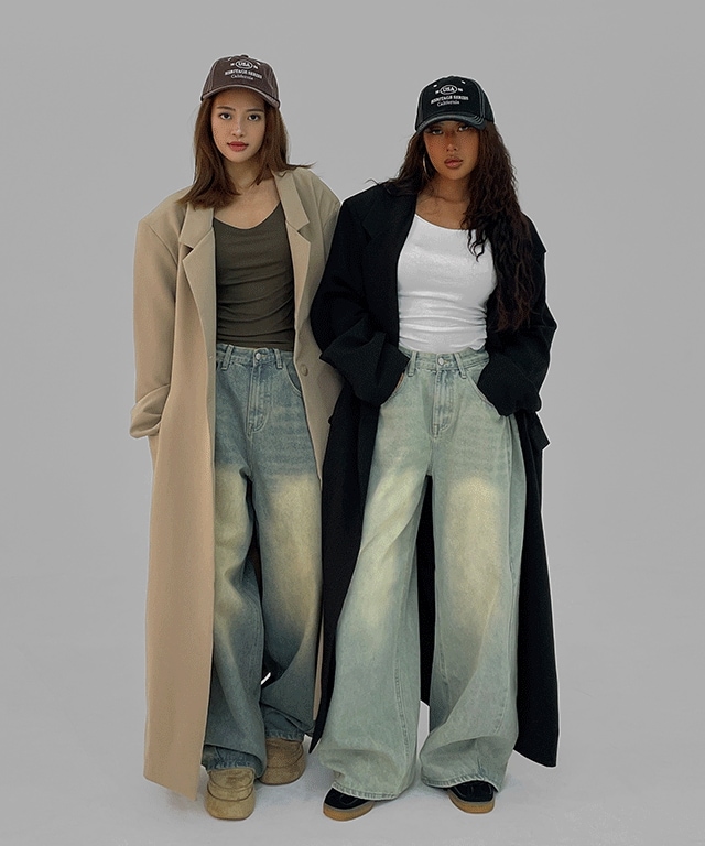 ニューティーン テーラード フロック ルーズフィット ロングコート ジャケット