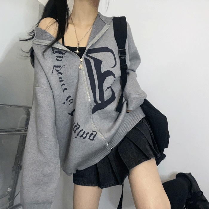 tattoo hoodie zip-up
