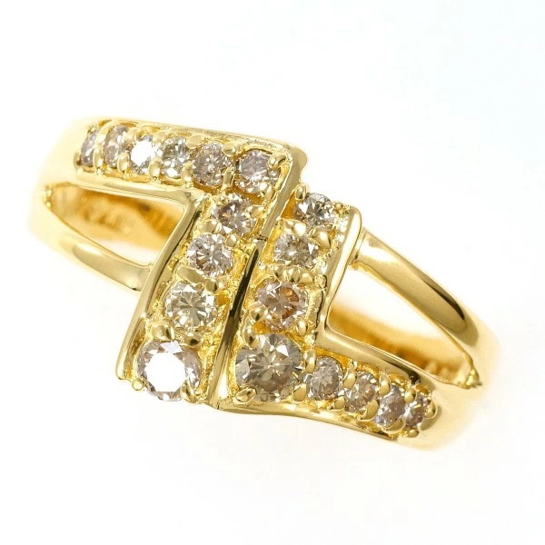 K18 18金 YG リング 指輪 13号 ブラウンダイヤ 0.53 ジュエリー 中古