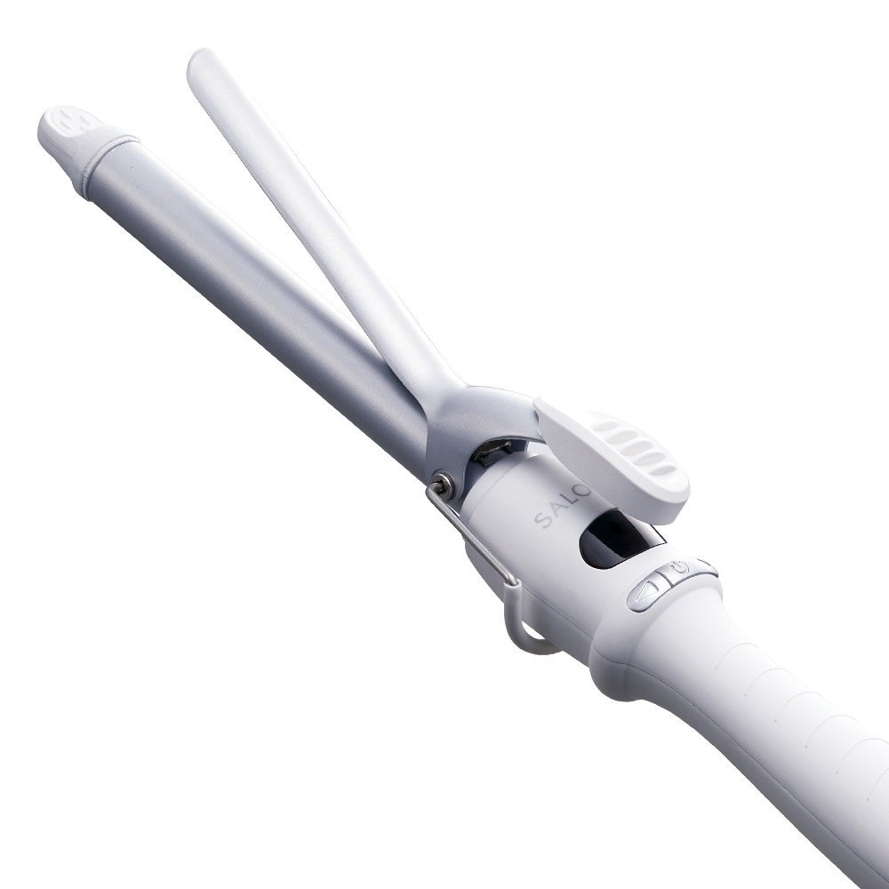 SALONIA サロニア セ ラミック カール ヘアアイロン コテ 19mm 海外対応 耐熱ポーチ付 SL-008SW ホワイト