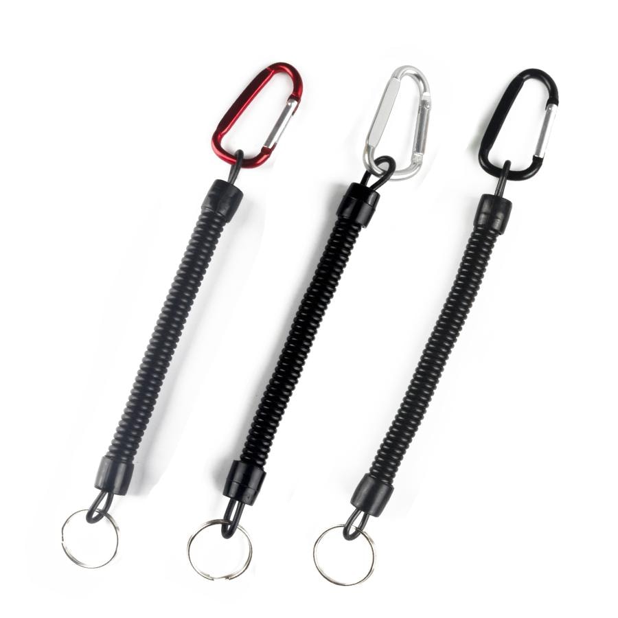 カールコードストラップ 伸縮 多用途タイプ 鍵・工具・小物用 落下防止 カラビナ付き 2本セット