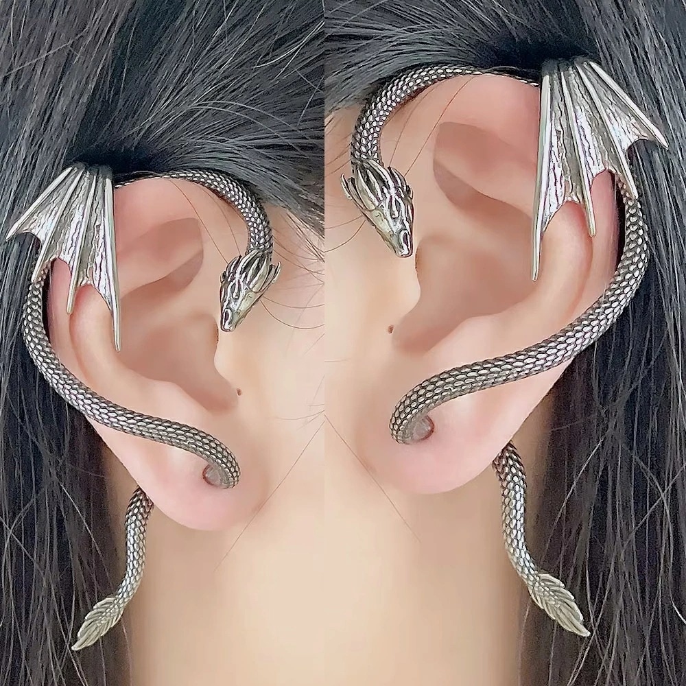ビッグドラゴンイヤーフック ステンレスピアス 1個販売 右耳 左耳用 ラップ 龍 翼竜 キャッチ スタッド 3D 立体 大きい プレゼント 男性 女性 リアル 羽根 人気 q0649xxxxxxxx