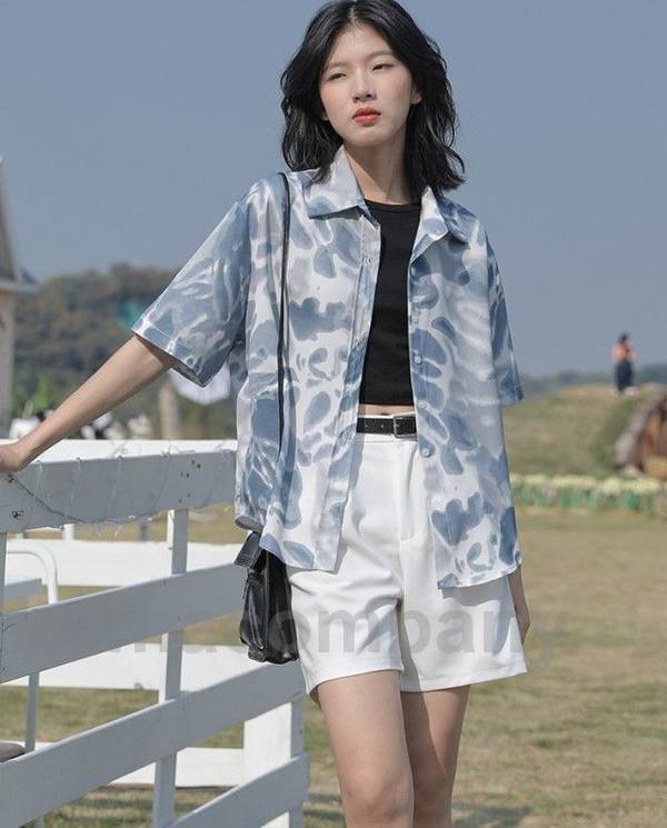 アロハシャツ 柄シャツ レディース 半袖 トップス 夏 春 襟付き 羽織り 総柄 シャツ ブラウス 五分袖 ゆったり カジュアル 春夏 レトロ おしゃれ km