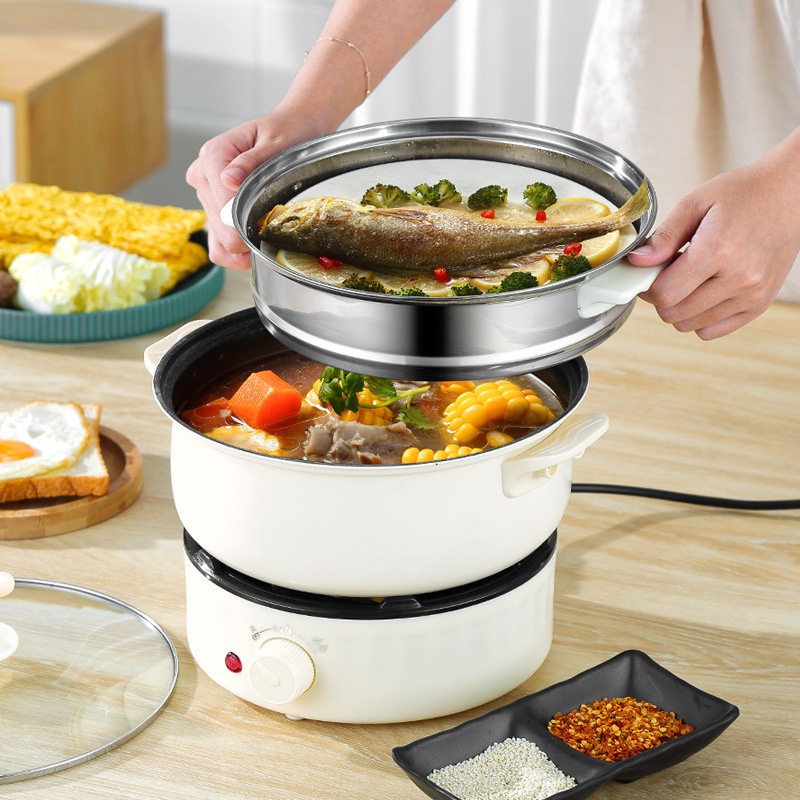 大容量多機能電気ポット電気調理鍋キッチンノンスティック蒸しと揚げ物分割学生寮ポータブル