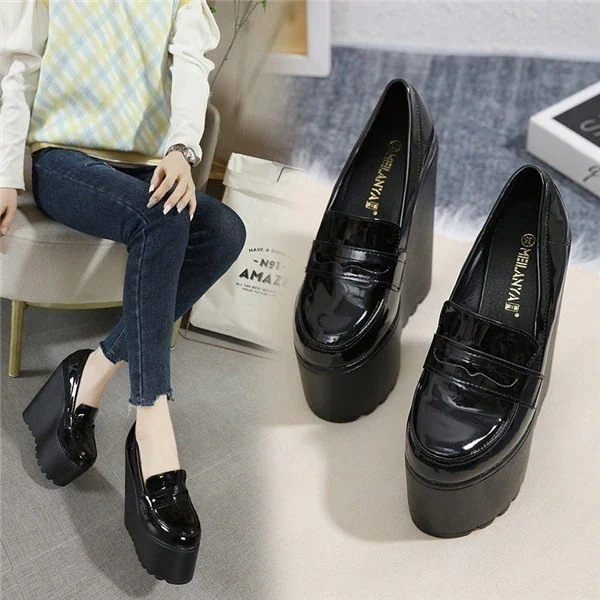 美脚 厚底パンプス カジュアル ローファー 黒 厚底 ヒールスニーカー レディース ファッション シューズ 靴 厚底靴 人気 おしゃれ今日は30パーセント
