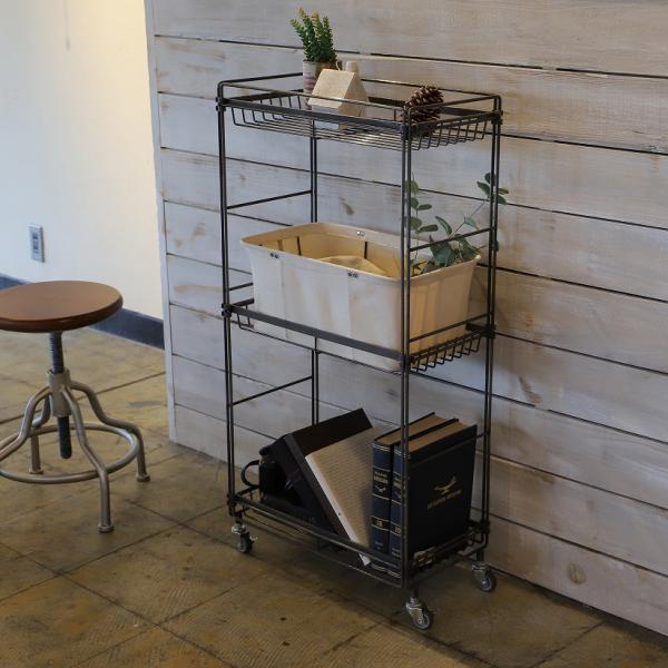 シェルフ 棚 収納 オープンラック ワイヤー スチール キャスター付き インダストリアル おしゃれ 無骨 ガレージ 車庫 オープンシェルフ