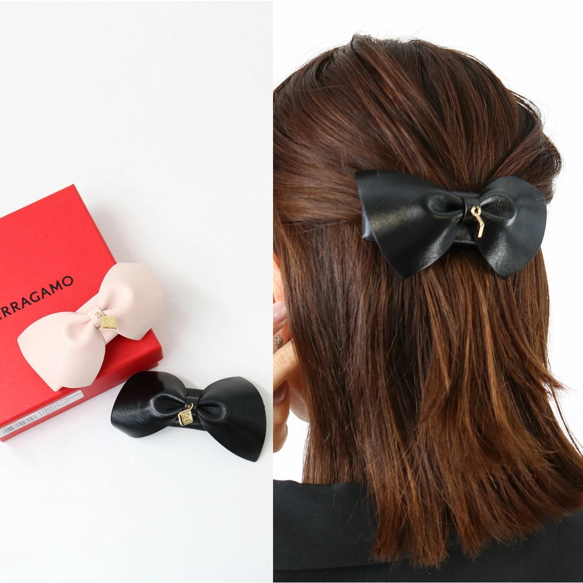 バレッタ 34 0459 786478 786477 ヘアアクセサリー ロゴ リボン BOX入り ギフト プレゼント