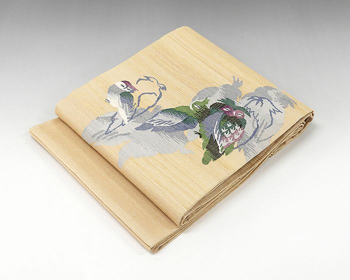 袋帯 未着用美品 正絹 ミミズク模様 紬袋帯 未使用 新古品