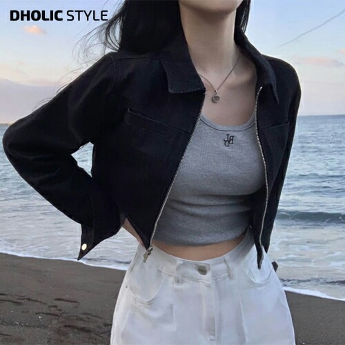 [メガ割りSALE]2WAYジップデニムクロップドジャンパー・p586261