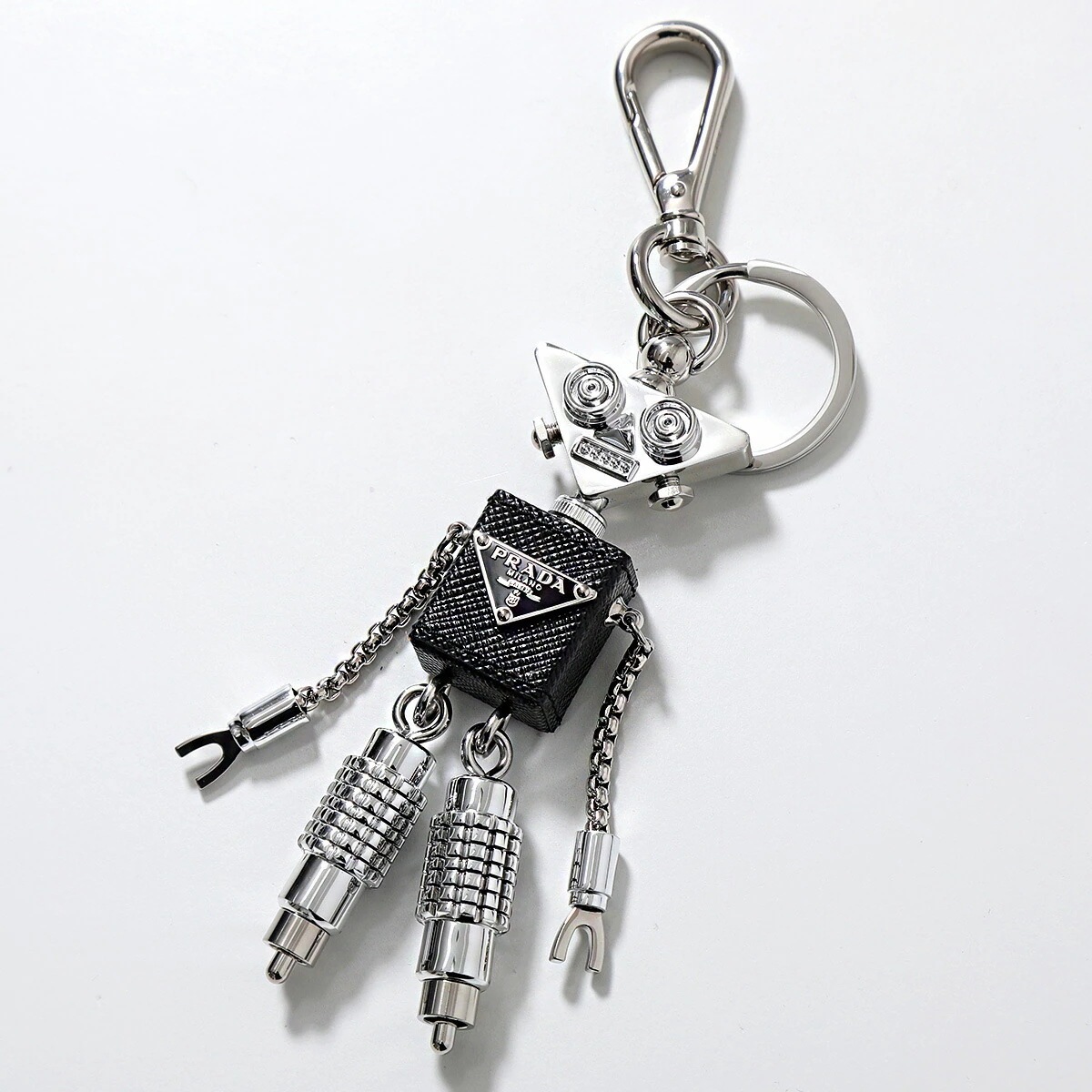 【訳あり】PRADA プラダ キーリング 2TR102 2FOS レディース サフィアーノレザー ロボット トリック キーホルダー トライアングルロゴ F0H76