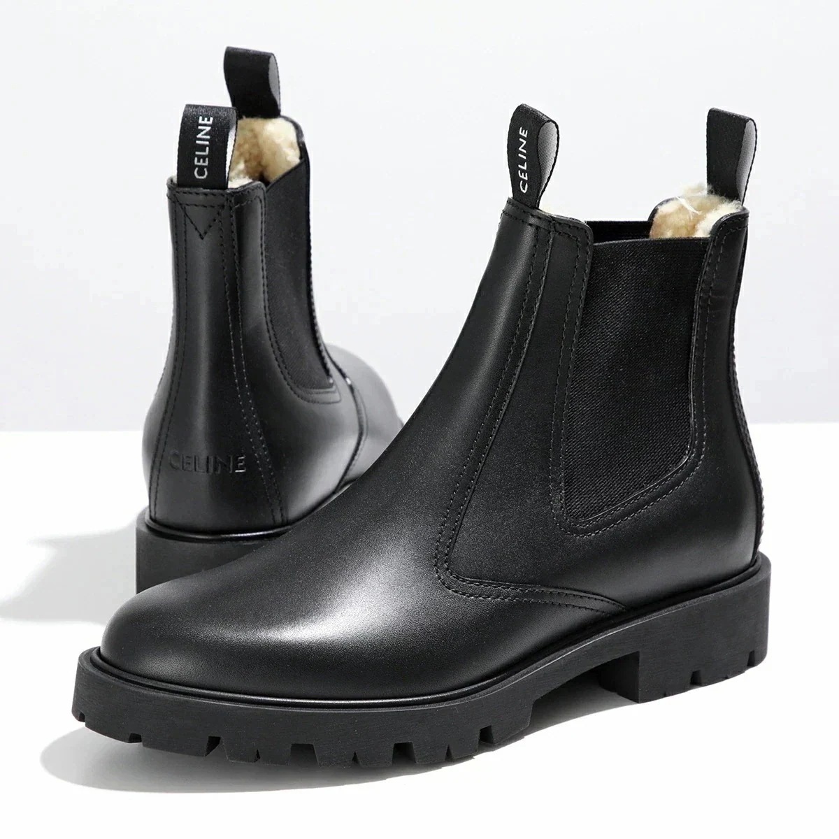 CELINE セリーヌ サイドゴアブーツ CHELSEA BOOT 15 マーガレット シアリング付き チェルシーブーツ 361833554C.38NO メンズ