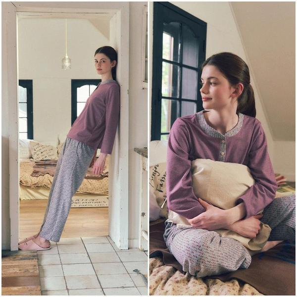 プラス起毛女性パジャマ室内着VEP3956FSG