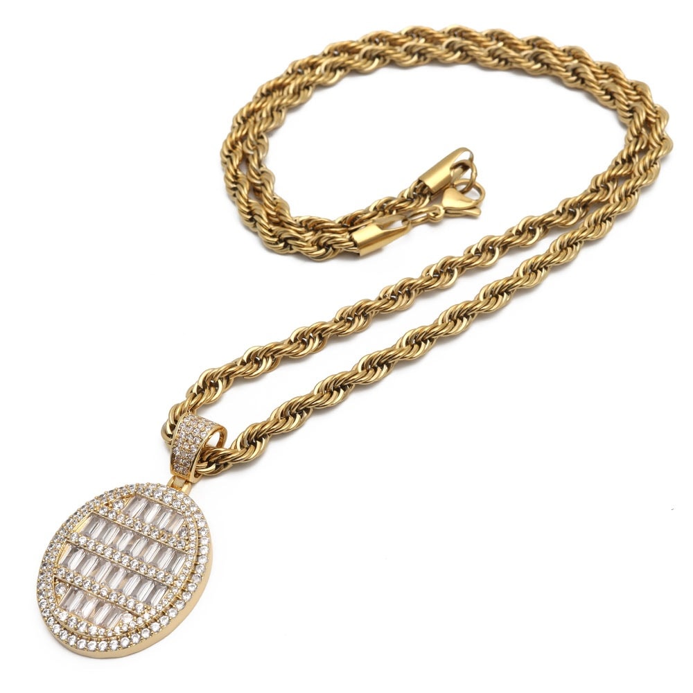 オーバルネックレス パヴェ [n434-gold]