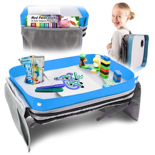 (モッドファミリー) 車 チャイルドシート こども テーブル 車内テーブル 車 机 後部座席 トラベルラップトレイ ブルー/グレー 3歳~