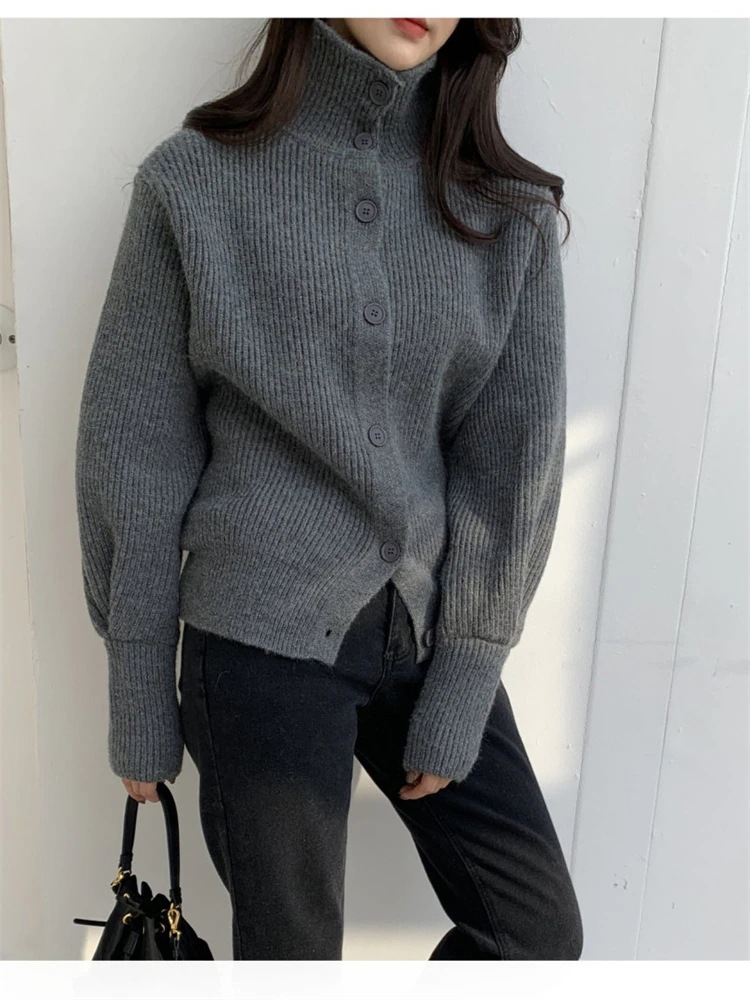 大人気！ 早い者勝ち カシミア ドルマンスリーブ カーディガン ニットトップス 厚手 タートルネック ニット