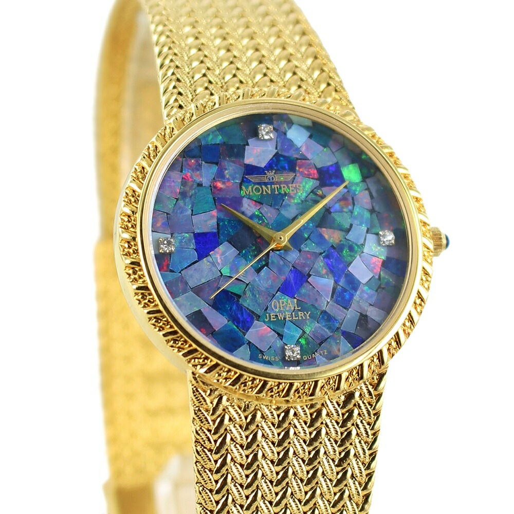 モントレス 腕時計 手表 メンズ レディース 天然石 オパール 文字盤 青 ゴールド ブレスレット 時計 大人 エレガント 彼氏 夫 父親 祖父 叔父 お祝い 結婚式 誕生日 記念日プレゼント ポイン