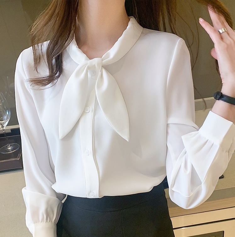 フォーマルトップス フォーマルシャツ シフォンシャツ オフィスカジュアル トップス シャツ ブラウス 白シャツ 白トップス 袖あり 長袖 パフスリーブ Vネック スリム 細身 ストレート Iライン