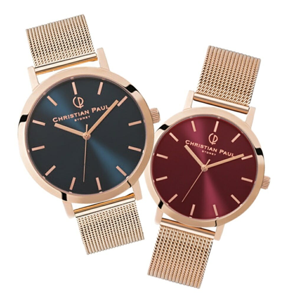 日本正規品 クリスチャンポール ペアウォッチ ペア腕時計 カップル お揃い プレゼント ピンクゴールド メッシュ ベルト 時計 ペア 大人 両親 夫婦 誕生日 結婚式 結婚記念日 プレゼント おしゃれ