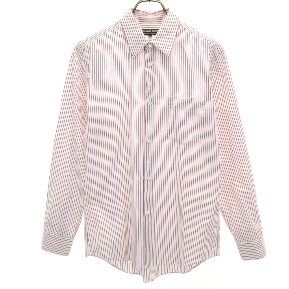 コムデギャルソンオムドゥ 2012年 日本製 ストライプ柄 長袖 シャツ XS ホワイト COMME des GARCONS HOMME DEUX メンズ 7,381円