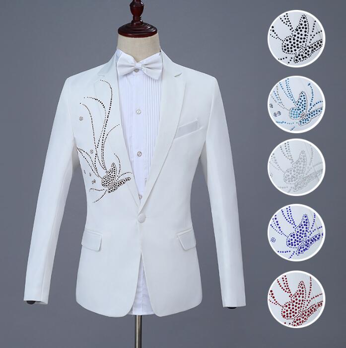 メンズスーツセット スパンコール 蝶柄 中山装 舞台スーツ バタフライモチーフ 男性 合唱スーツ 舞台演出服 ジャケット＋パンツ 2点セット 歌手 カラオケ 魔術師 ステージ スーツ S-4XL
