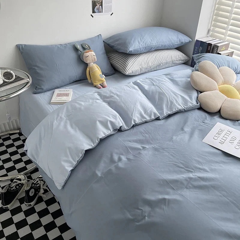 【急速出荷!】今の流行インススタイル無地ウォッシュコットン4点セット肌に優しい増厚起毛ミックスシリーズ寝具4点セット