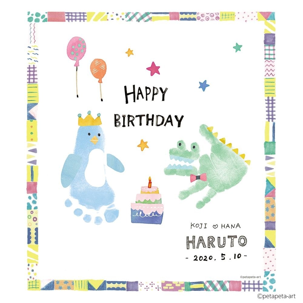 （まとめ買い）First Art 手形/足形アート 制作キット 色紙サイズ ペンギンとワニ HPSK-SB/H-4 [x3]