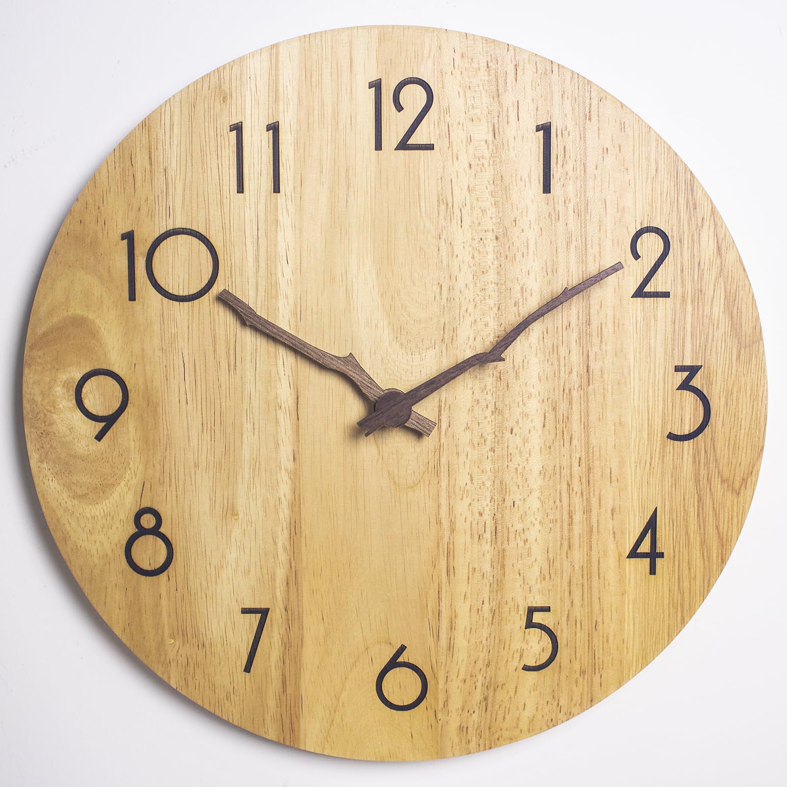Potphieé 掛け時計 木製 時計 壁掛け おしゃれ 壁掛け時計 静音 連続秒針 非電波 天然木 インテリア 北欧 フレームなし 直径30