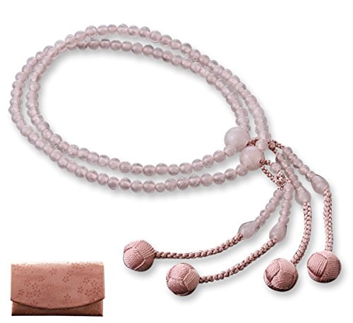 京仏壇はやし 数珠 真言宗 八寸 紅水晶 (ローズクォーツ) (女性用) 正式 本式 【 数珠袋セット 】 SW-037 京都 念珠