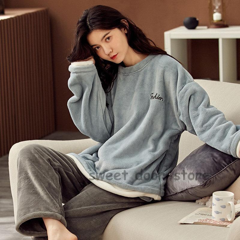 パジャマ レディース 冬 ゆったり ウェア 上下セット ゆったり 寝巻き モコモコ 部屋着 ふわふわ 薄手 長袖 長ズボン あったか 可愛い