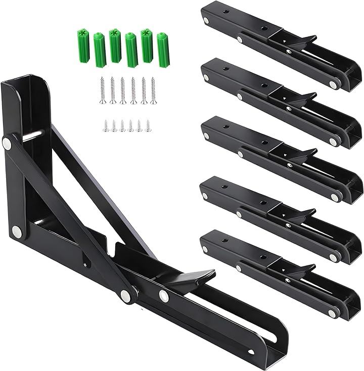 棚受け金具 折畳み l字金具 折畳みテーブルヒンジ 壁掛けテーブル 折り畳み リクライニング金具 折りたたみ 収納 耐荷重100kg (黒6個入, 30cm) 4,277円