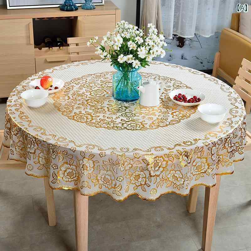 テーブルクロス 円形 おしゃれ 撥水 防水 耐油 耐熱 花柄 丸型 PVC 傷防止 滑りにくい 90 180 250cm 大きめサイズ ラウンド デスク カバー 家庭 リビング ホテル インテリア コ 5,298円