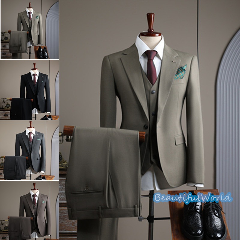 スーツ メンズ おしゃれ スーツセットアップ 3ピーススーツ ビジネススーツ 無地 スリム カジュアルスーツ フォーマルスーツ 洗える 紳士服 通勤 結婚式