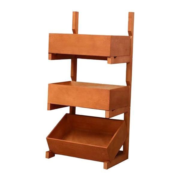 木製フルーツバスケット 野菜パンバスケット パントリー棚 缶オーガナイザーラック 木製収納ラック バルコニー装飾 寝室 家庭用