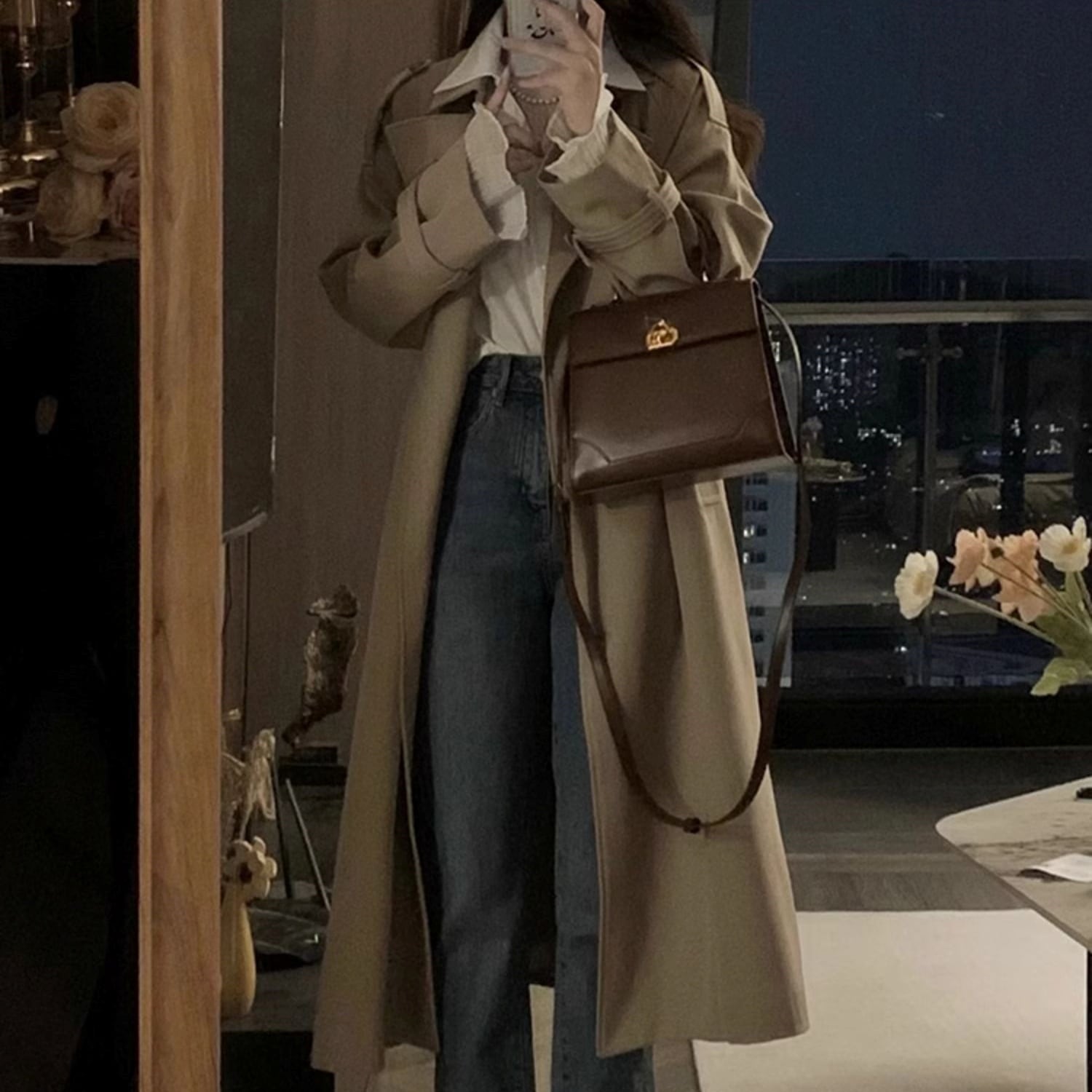 アウター コート トレンチコート ロングコート 襟付き 長袖 前開き ダブルボタン ポケット かわいい 大人可愛い きれいめ シンプル 上品 きちんと おしゃれ かっこいい カジュアル レトロ ラフ