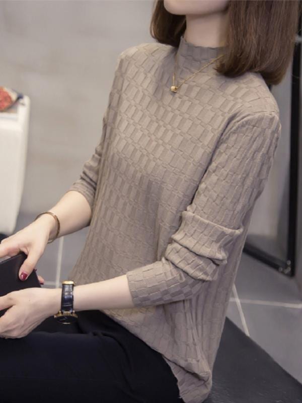 秋服 レディース ファッション オシャレ カワイイ シンプル 大人カワイイ 大きいサイズ ハーフ タートルネック セーター シャツ 春秋冬 ニット インナーウェア