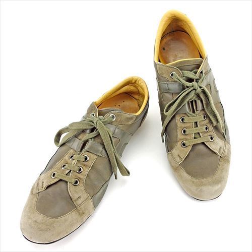 スニーカー シューズ 靴 Hマーク 41 ローカット グレー 灰色 グリーン シルバー系 中古