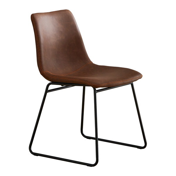 ホームテイスト ヴィンテージレザー調 スクエアチェア 2脚セット SETH SH-24-3931-RDBR レッドブラウン メーカー直送