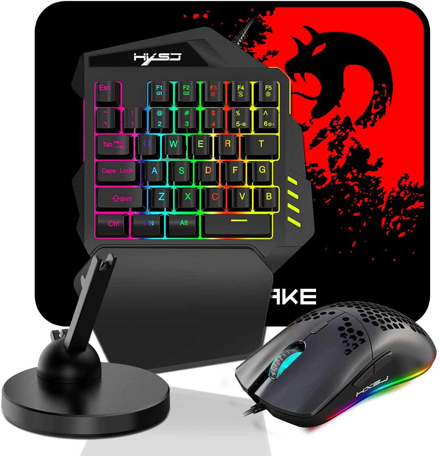 本日限定価格】 片手ゲーミングキーボード マウスパッド付き 360