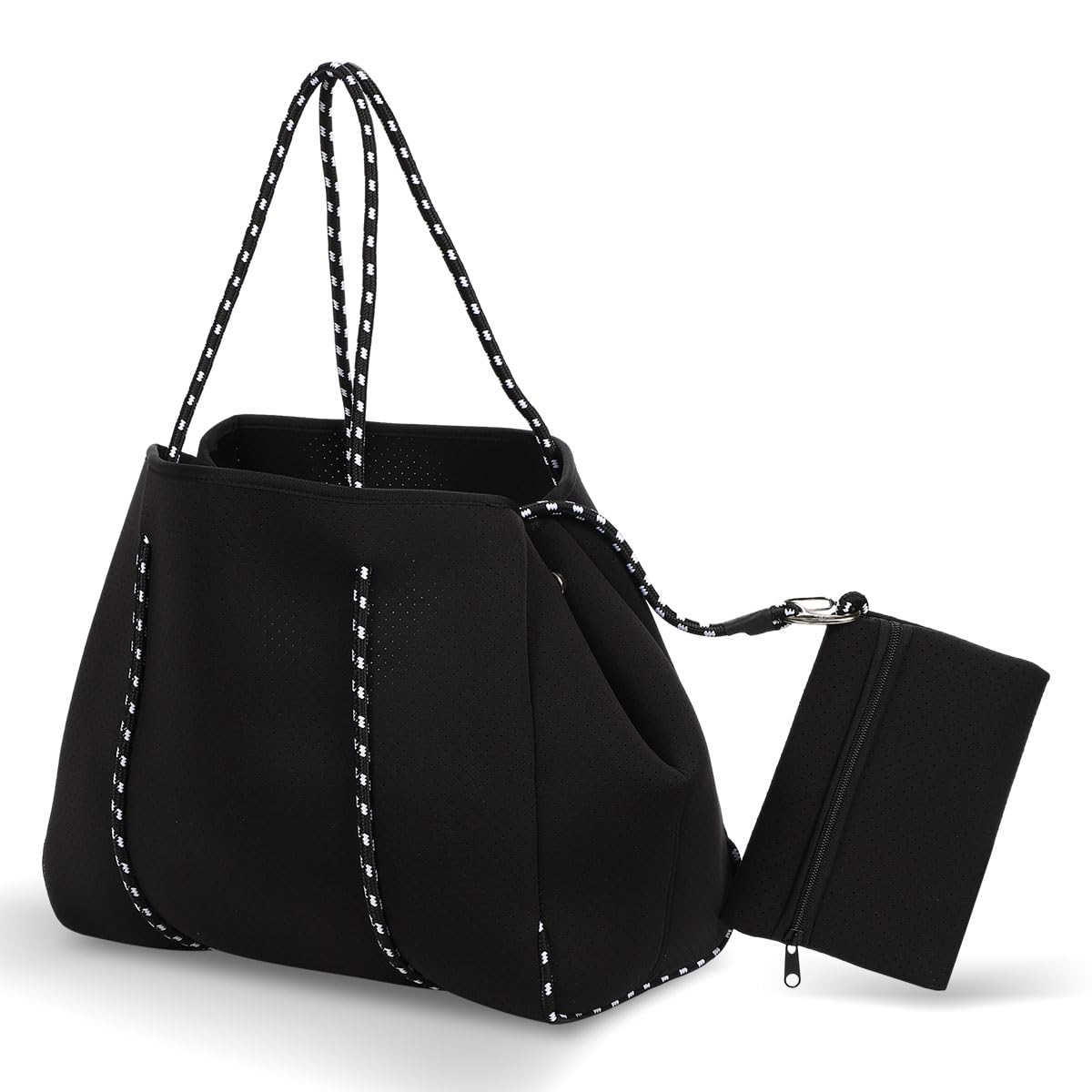 [IFUCLI] ネオプレントート マザーズバッグ 大容量 肩掛け アウトドア スポーツ 大容量 ネオプレンバッグ (ブラック)