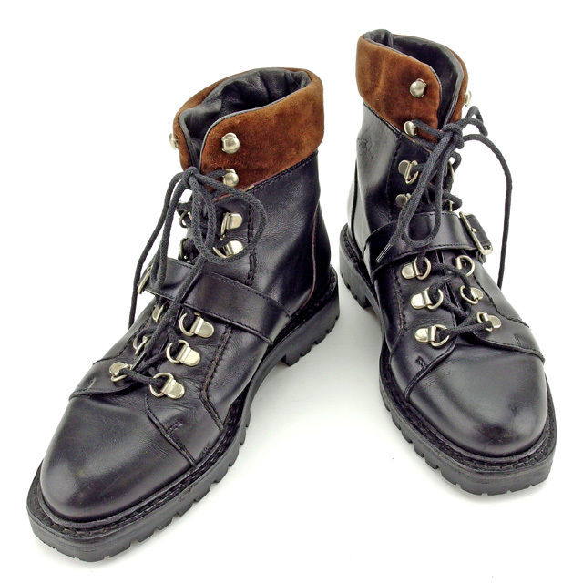ブーツ シューズ 靴 トレッキング 34ハーフC ショート ブラック ブラウン シルバー 中古