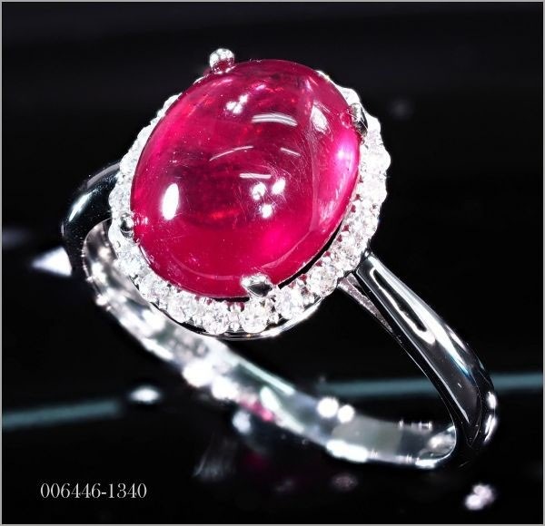 天然石 ダイヤモンド ルビー リング 指輪 刻印有 18金 WG 74