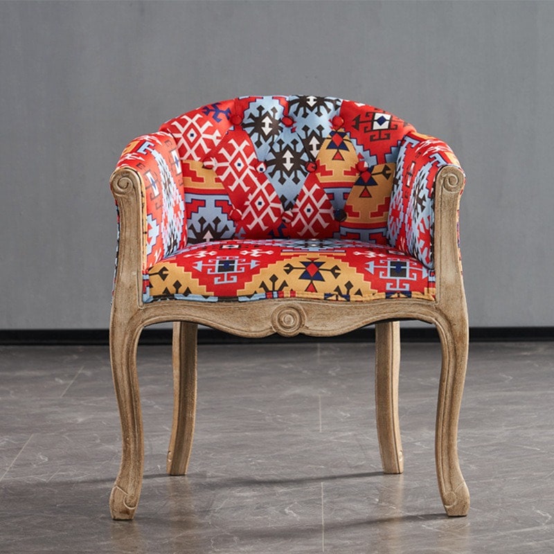 ダイニングチェア 昭和レトロ アンティーク調 ヴィンテージ調 ヨーロッパ風 北欧 無垢 手作り おしゃれ 椅子 ショップ インテリア ファブリック 猫脚 リビング ベッドルーム 木製