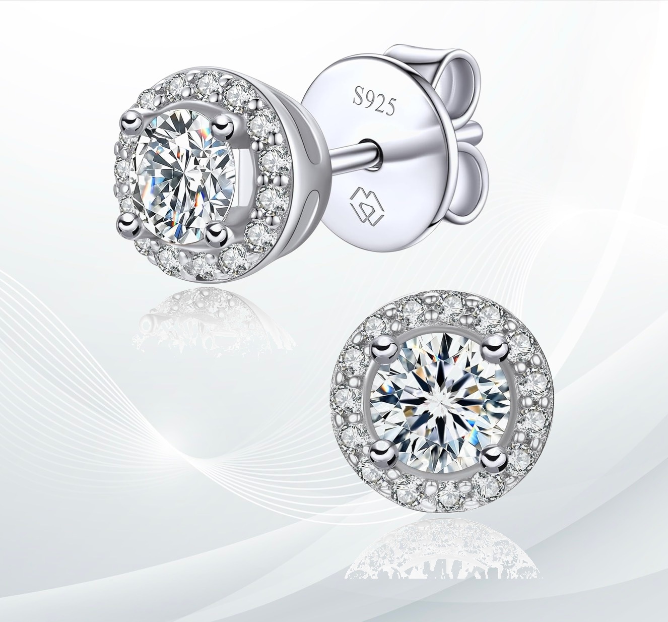 MomentWish モアサナイト ピアス レディース メンズ 0.6-2 CT モアッサナイト シルバー925 金属アレルギー対応 イヤリング 一粒ダイヤモンド ホワイトシルバー18金ピンクゴールド