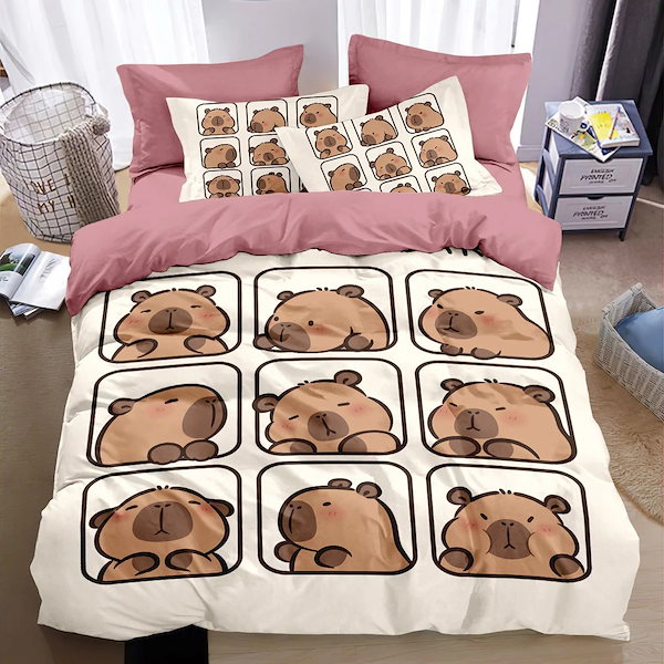 Qoo10] カピバラ 4点セット 純綿 掛け布団カバ