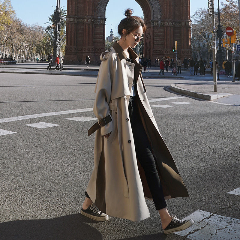 ハイエンド品質のトレンチ コートの女性のロング セクション 2025 秋の気質の女神ファン英国スタイル コートの韓版バージョン 母の日 母の日-0008904
