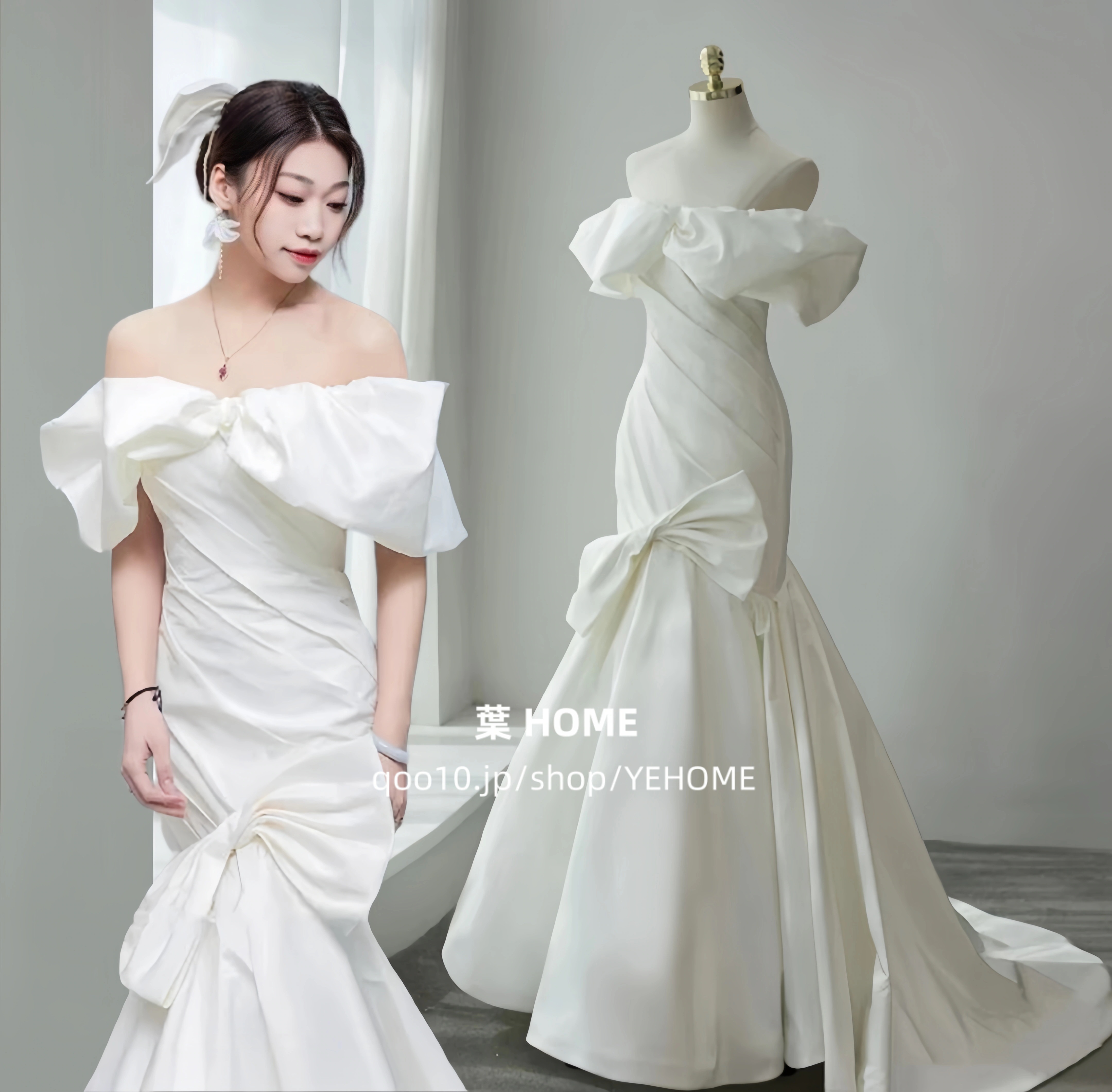 パーティードレス イブニングドレス ウェディングドレス マーメイドロングドレス 演奏会 二次会 花嫁 前撮り ブライダル 半袖